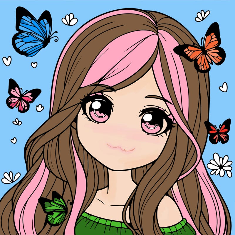 realistic girl with butterflies around her