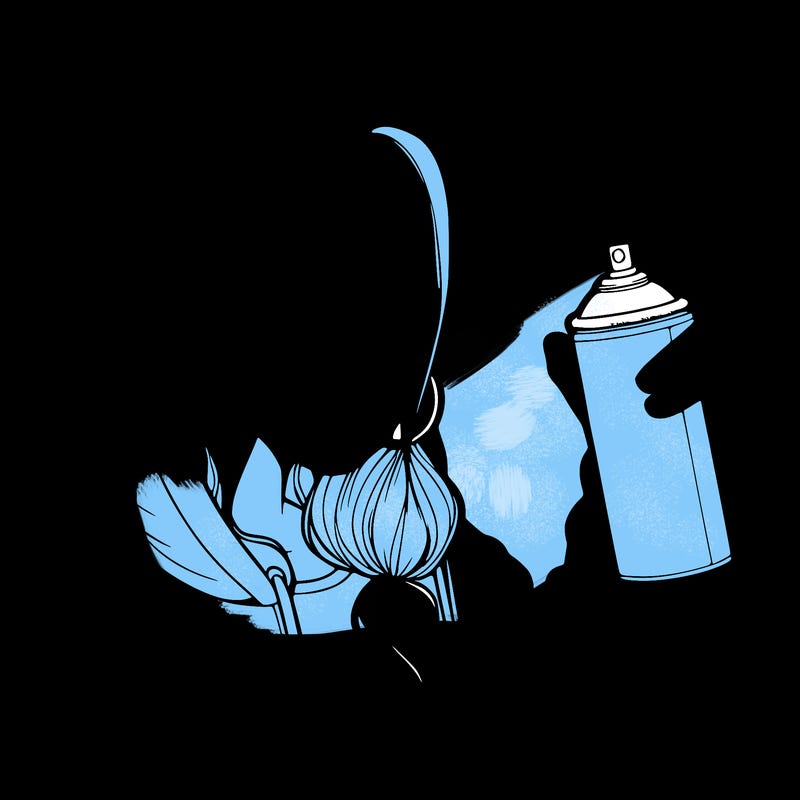 a realistic girl, spray painting