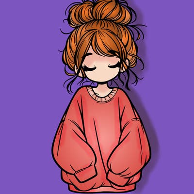 girl with baggy sweatshirt and messy bun