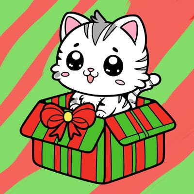 kitten in a present box