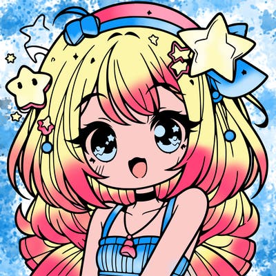 cute anime girl with star accessories