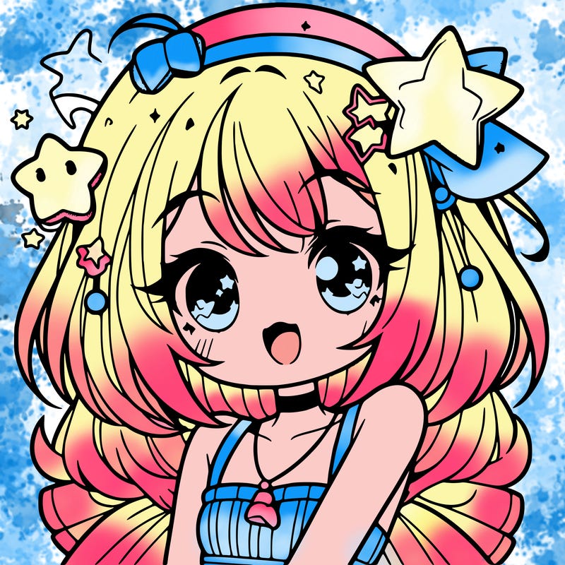 cute anime girl with star accessories
