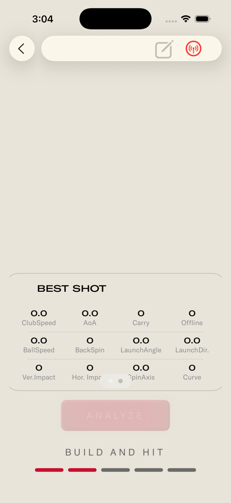FiT ai: Wilson Club Fitting - Wilson FiT ai shot analysis screen displaying club and ball performance metrics