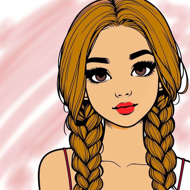 realistic girl with braids
