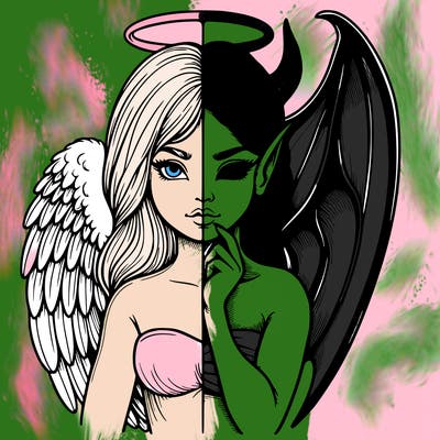 realistic angel half demon