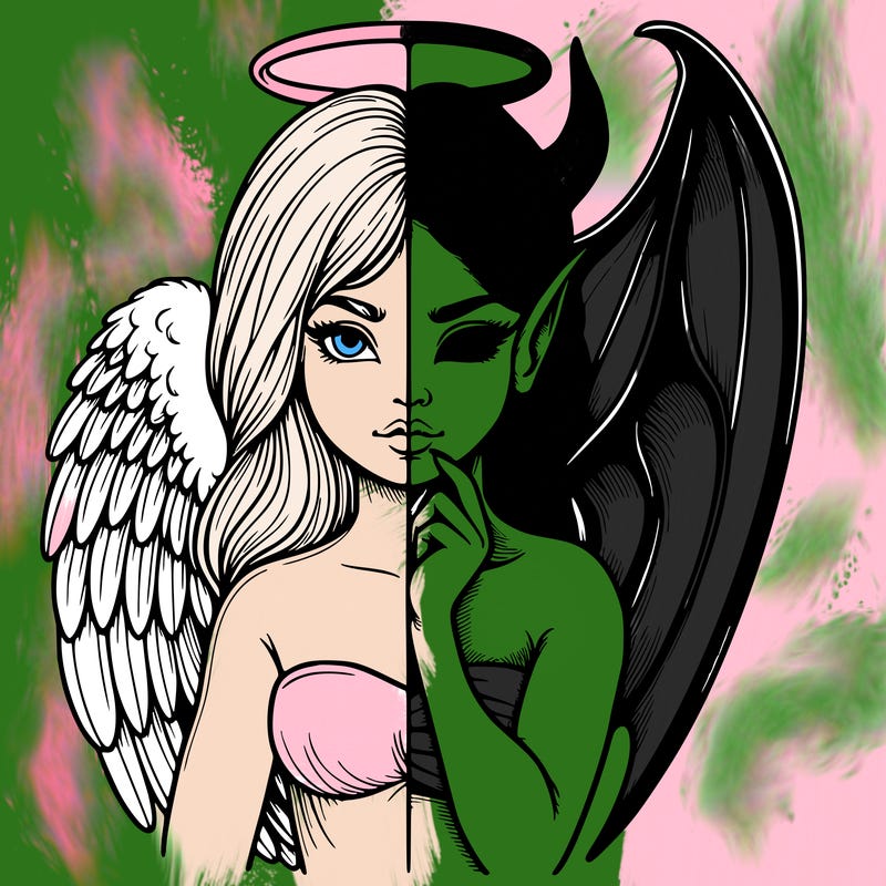 realistic angel half demon