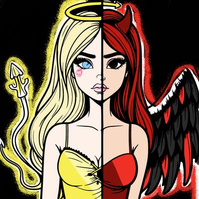 devil vs angel realistic girl