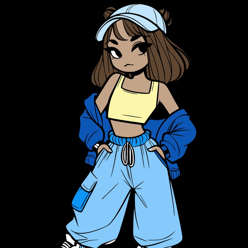 girl in crop top and baggy pants