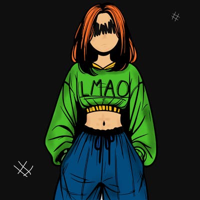 realistic girl faceless with baggy pants and a crop top