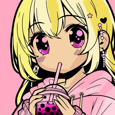 a anime drinking boba