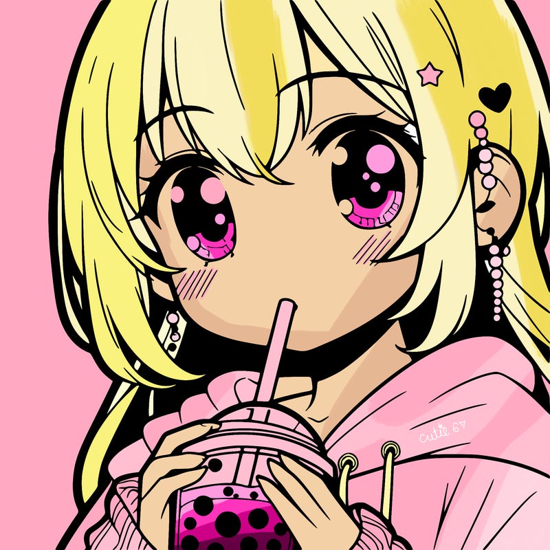 a anime drinking boba