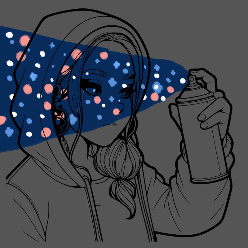 a realistic girl, spray painting