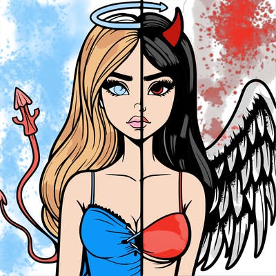devil vs angel realistic girl