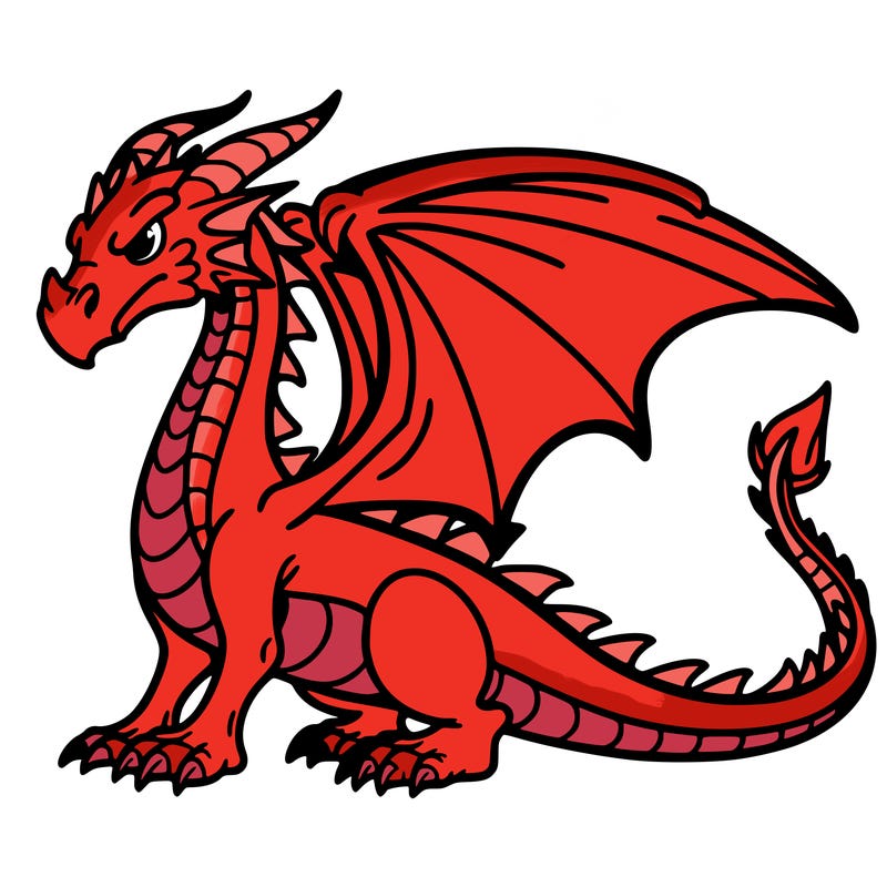 dragon, coloring book style