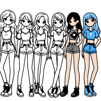 a group of girls wearing crop tops and shorts