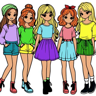 a group of five girls