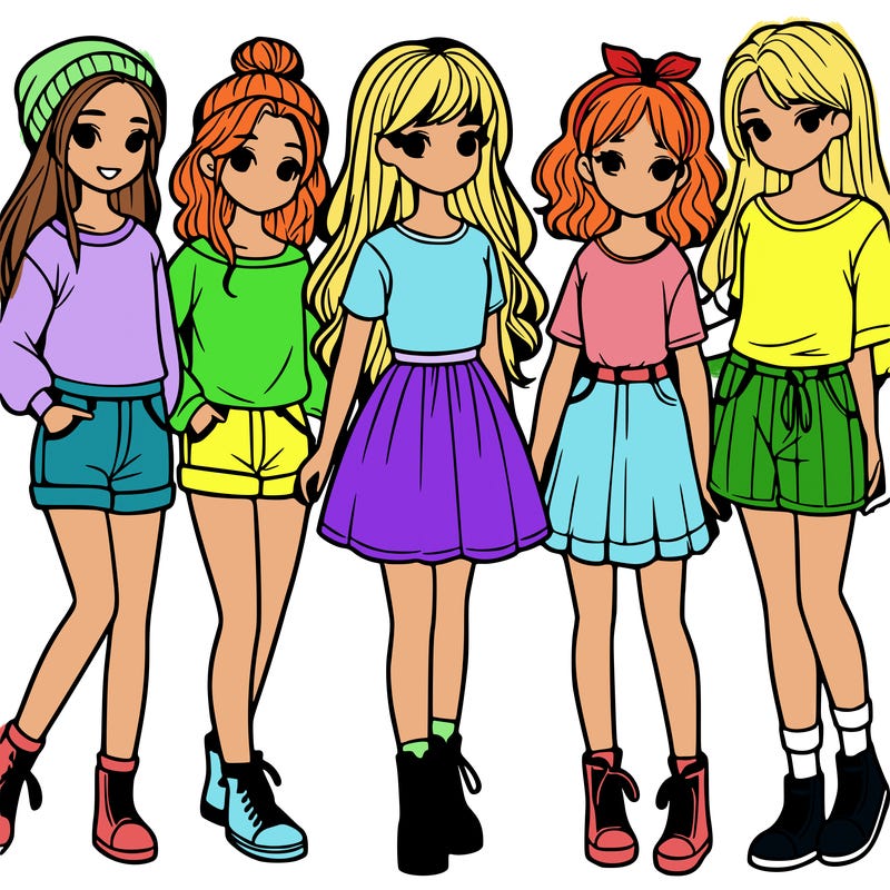 a group of five girls