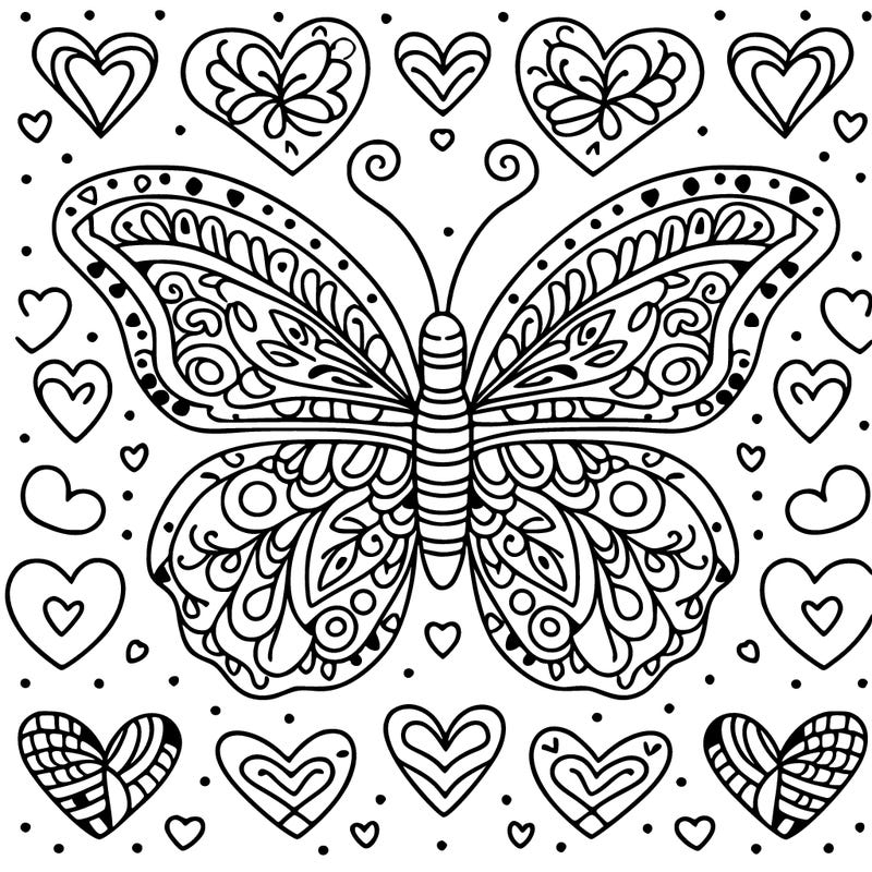 pattern butterfly and hearts