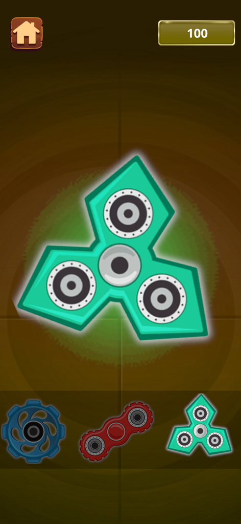 Relaxing Antistress popit Game - Un spinner antiestrés verde virtual en la pantalla de un juego móvil para aliviar el estrés