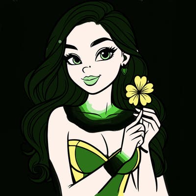 beautiful woman  carrying a clover