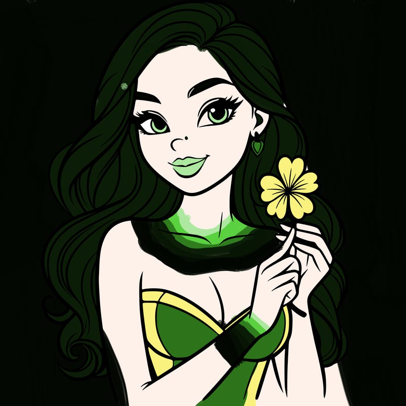 beautiful woman  carrying a clover