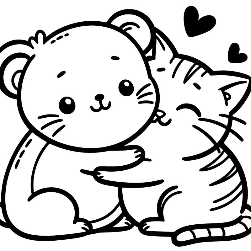 a hamster and a cat hugging