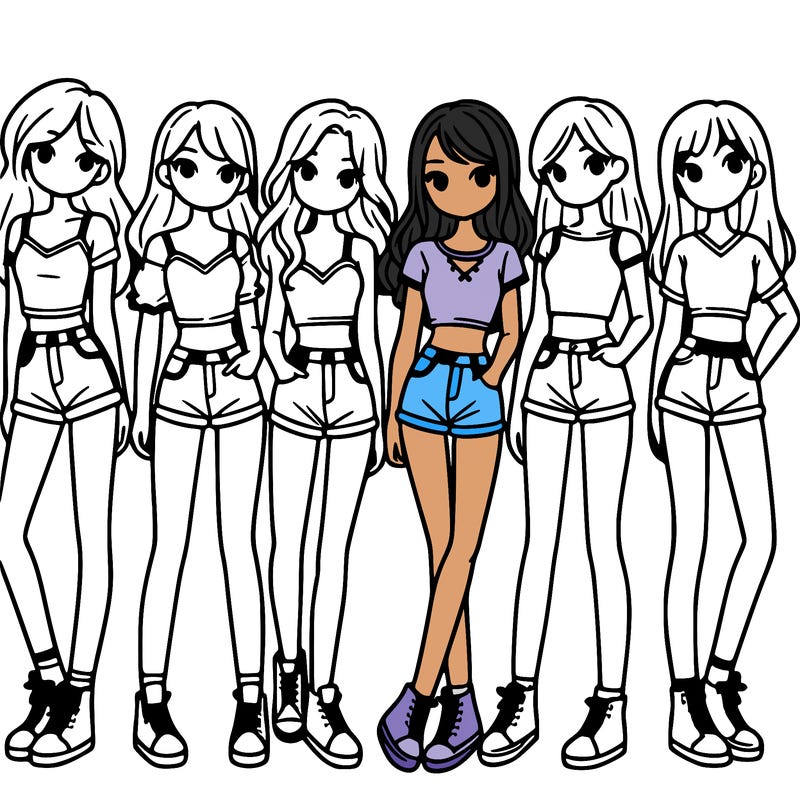 a group of girls wearing crop tops and shorts