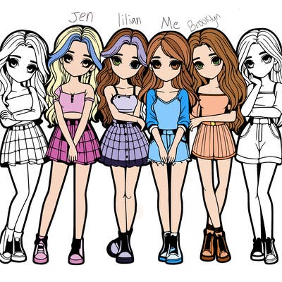 a group of girls realistic