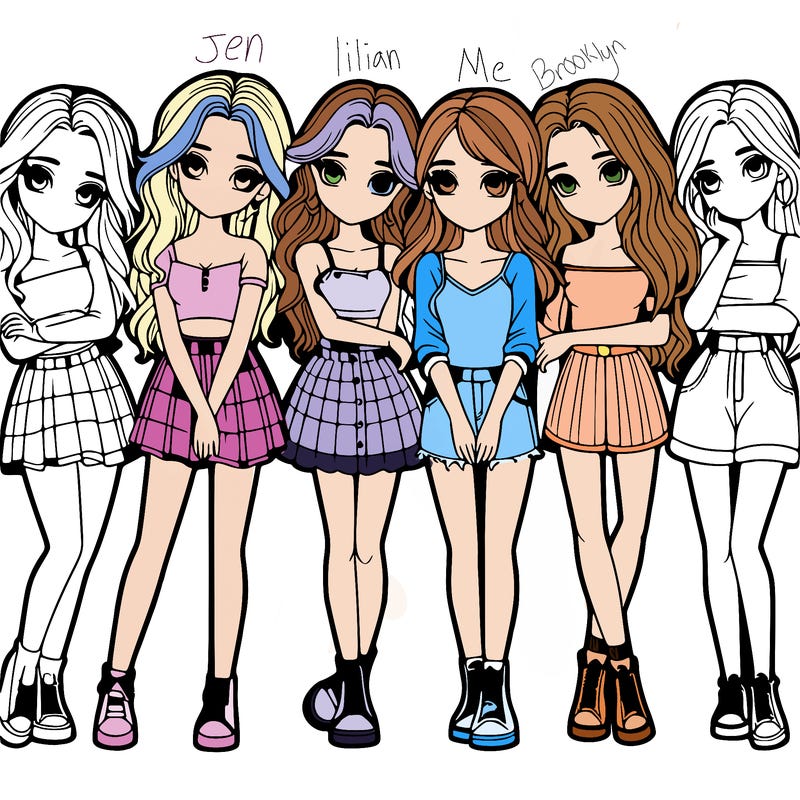 a group of girls realistic