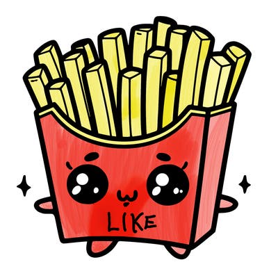 a cute. french fries
