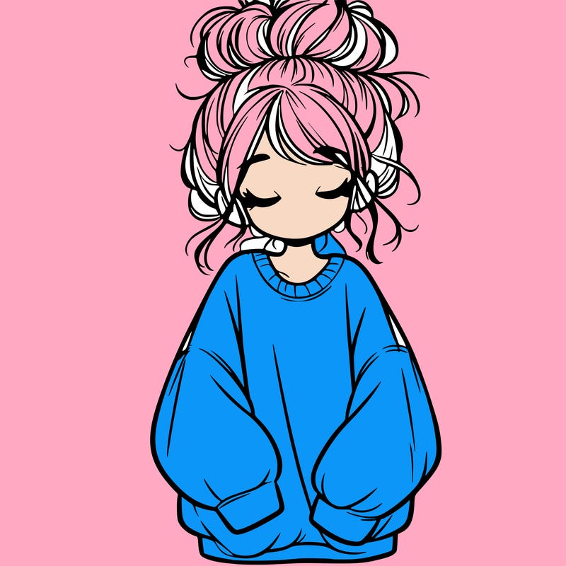 girl with baggy sweatshirt and messy bun