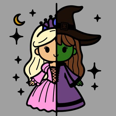 split princess and witch
