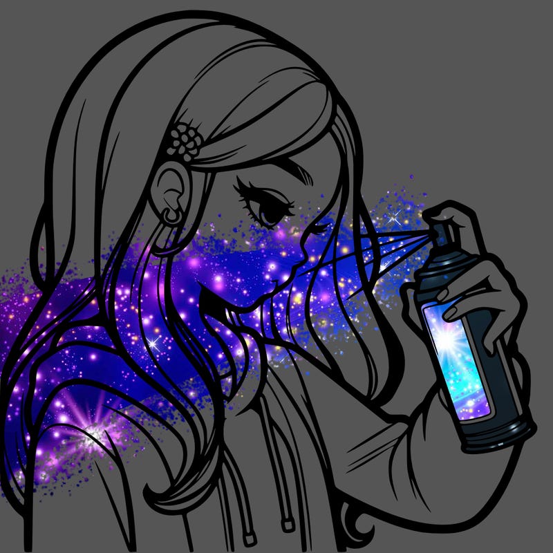 a realistic girl spray painting