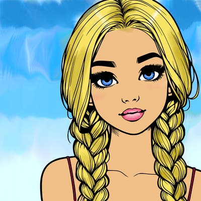 realistic girl with braids