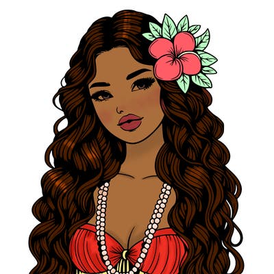 realistic beautiful hawaiian woman,long dress,haku lei, lips