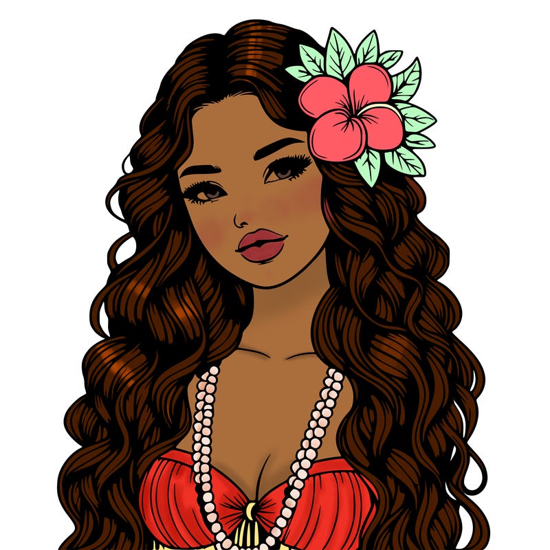 realistic beautiful hawaiian woman,long dress,haku lei, lips