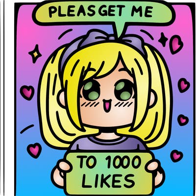 a girl saying please get me to 100 likes