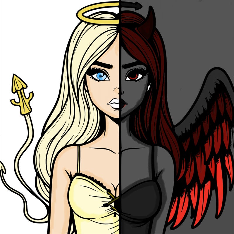 devil vs angel realistic girl