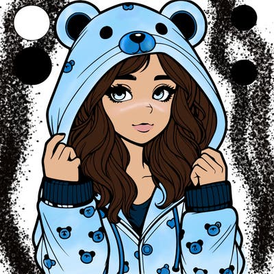 realistic girl in a animal pjs hoodie