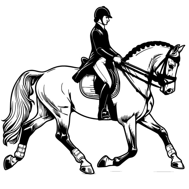 realistic dressage horse with rider