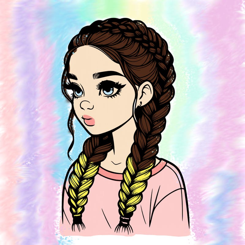 realistic girl with braids