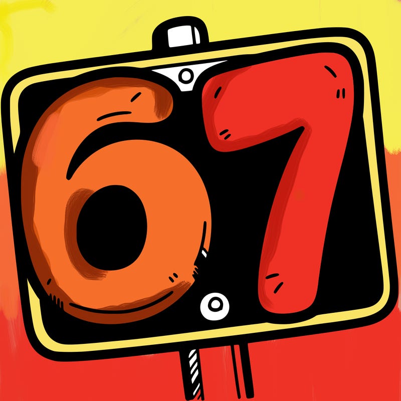 a sign that says 6 7