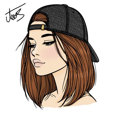realistic  girl with a backwards hat