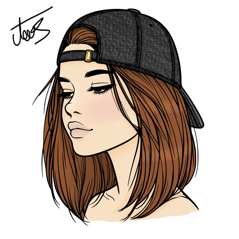 realistic  girl with a backwards hat