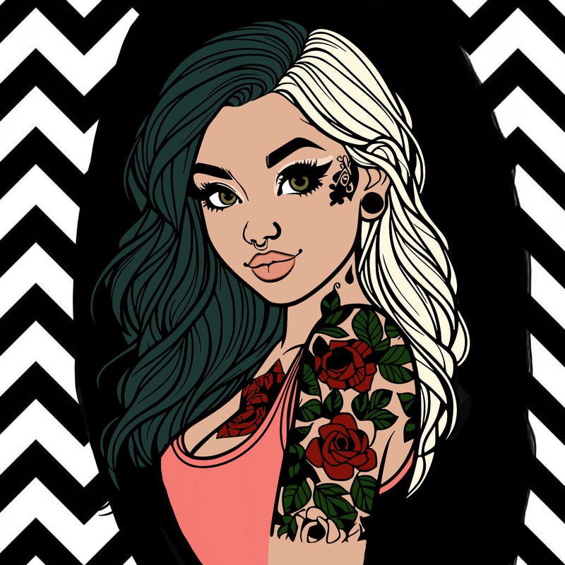 realistic girl tattooed