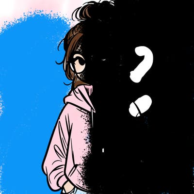 teen girl with a messy bun and glasses wearing a loose hoodie and jeans