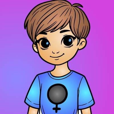 girl with pixie cut and feminist shirt