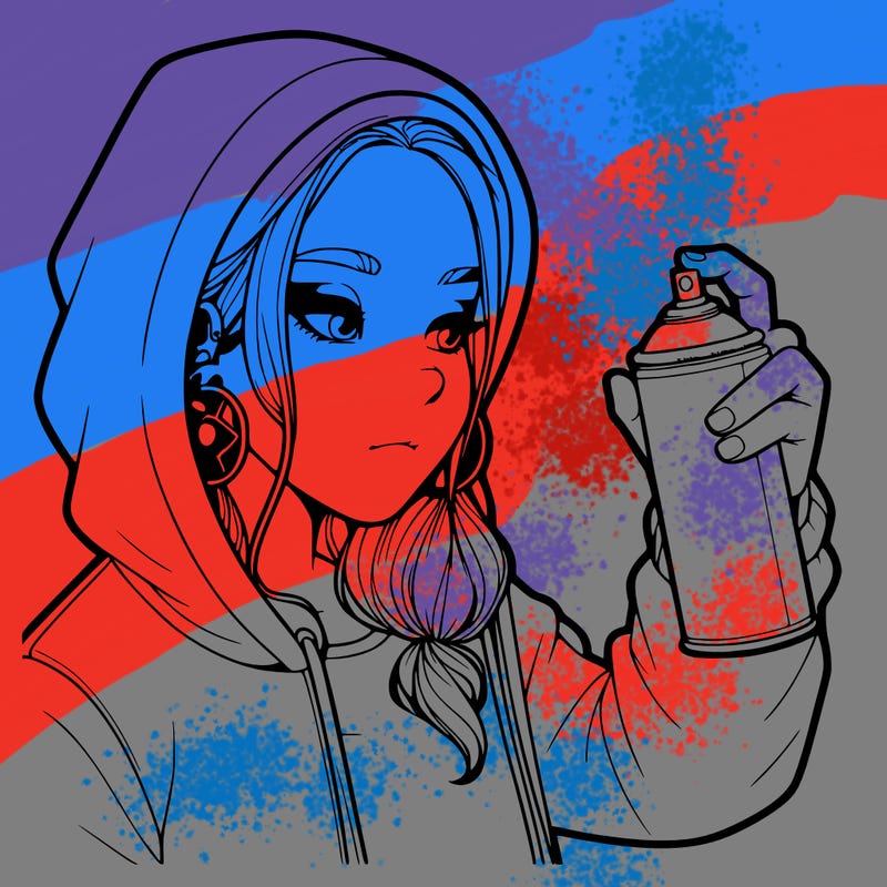 a realistic girl, spray painting