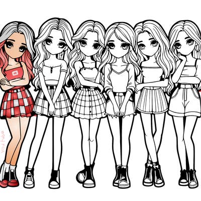 a group of girls realistic