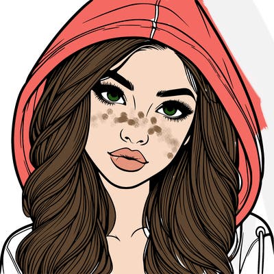 realistic beautiful girl with a hood on
